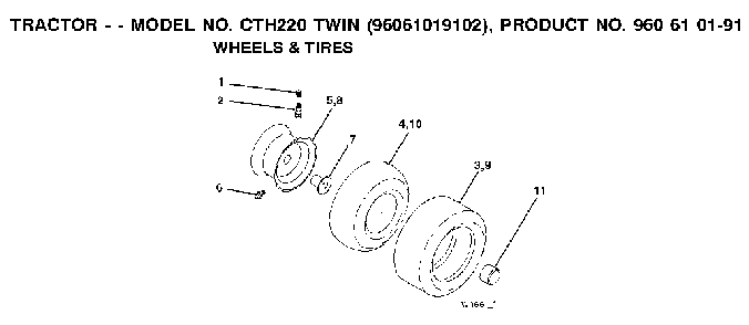 Wheels And Tires Diagram and Parts List for CTH220TWIN (96061019102)(2007-11) Husqvarna Lawn Tractor