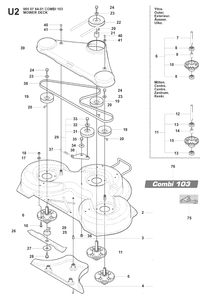 Mower Deck / Cutting Deck 3 Diagram and Parts List for RIDER175 (966828401)(2008-05) Husqvarna Lawn Mower