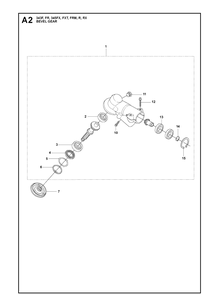 Bevel Gear Diagram and Parts List for 345FXT 20081800001-20103600000 Husqvarna Brush Cutter