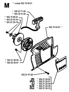 Starter Diagram and Parts List for 225RD 19942300001 - 19951000000 Husqvarna Trimmer
