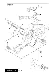 Fuel Tank Diagram and Parts List for 435 20102300001-20111800000 Husqvarna Chainsaw