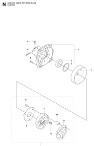 Clutch Diagram and Parts List for 343FRM  Husqvarna Brush Cutter