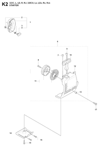 Starter 2 Diagram and Parts List for 325CX 20080900001 & Above Husqvarna Trimmer