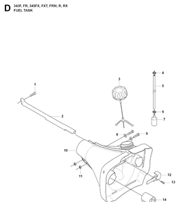 Fuel Tank Diagram and Parts List for 343FRM  Husqvarna Brush Cutter