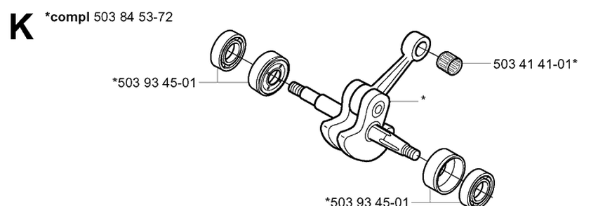 Crankshaft Diagram and Parts List for 339XP 20040100001-20051000000 Husqvarna Chainsaw