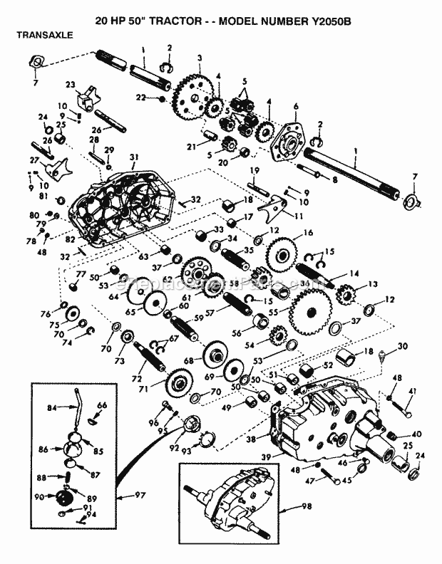 Steering Diagram and Parts List for Y2050B 1993 Husqvarna Lawn Tractor