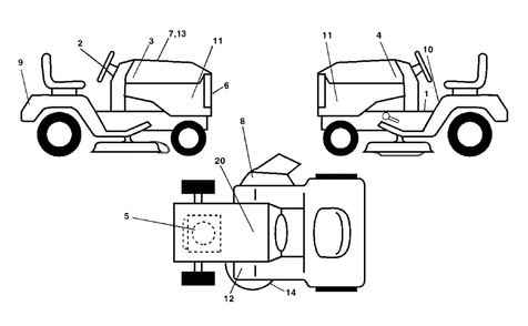 Decals Diagram and Parts List for YTH1848XP (954567260-E)(2002-02) Husqvarna Lawn Tractor