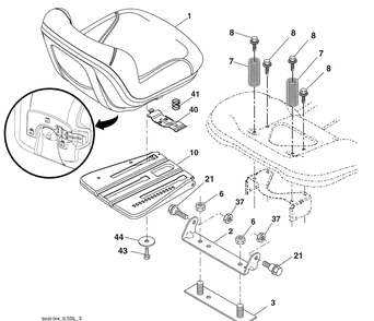 Seat Assembly Diagram and Parts List for GTH2648 (96043003001)(2008-01) Husqvarna Lawn Mower