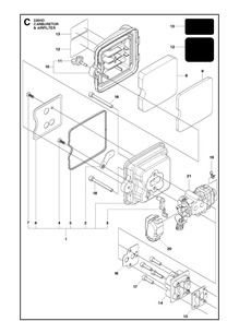 Carburetor And Air Filter Diagram and Parts List for 226HD75S 20090100001-20130499999 Husqvarna Hedge Trimmer