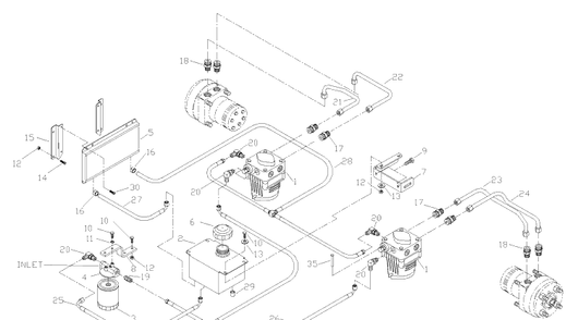 Hydraulic System Assembly Diagram and Parts List for ZTH6123KAA (968999203)(2006-04) Husqvarna Lawn Mower