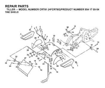 Tine Shield Diagram and Parts List for CRT81 (954170054-G)(2003-01) Husqvarna Tiller