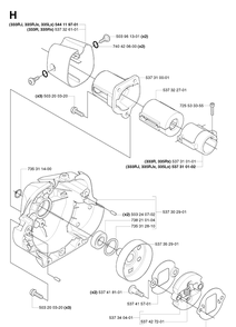 Clutch Diagram and Parts List for 335RX 20064000001-20070100000 Husqvarna Brush Cutter