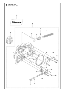 Chain Brake Diagram and Parts List for 236E 20101400001-20180500001 Husqvarna Chainsaw