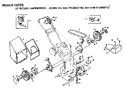 Repair Parts Diagram and Parts List for 56SF (H56SFC, 954050821, 132232)(1992-01) Husqvarna Lawn Mower