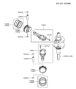 Piston And Crankshaft Diagram and Parts List for FR730V-BS13 2017-09 Husqvarna Engine