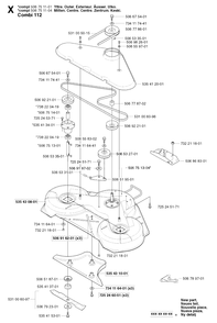 44-Inch/112cm Cutting Deck Diagram and Parts List for PF21 2002-05 Husqvarna Lawn Tractor