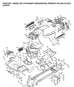 Chassis And Enclosures Diagram and Parts List for YTH1848XP (96043000700)(2006-03) Husqvarna Lawn Tractor