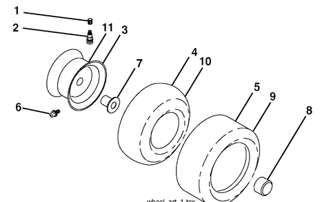 Wheels And Tires Diagram and Parts List for LGTH2454 (289580)(2010-03) Husqvarna Lawn Mower