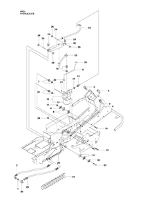Hydraulic Frame Diagram and Parts List for PF21 (965192401)(2010-07) Husqvarna Lawn Tractor