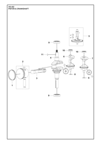 Piston And Crankshaft Diagram and Parts List for HS452  Husqvarna Engine
