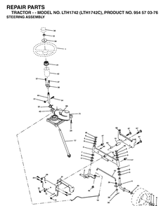 Steering Diagram and Parts List for LTH1742-LTH1742C 2003-02 Husqvarna Lawn Tractor