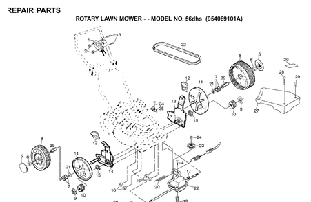 Repair Parts 5 Diagram and Parts List for 56SF (954066101)(1995-04) Husqvarna Lawn Mower