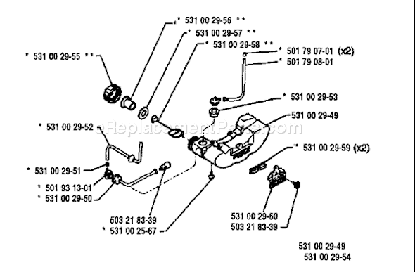 Page K Diagram and Parts List for 26H 1994-03 Husqvarna Trimmer