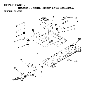 Chassis And Enclosures Diagram and Parts List for LR122 (954140105A)(1999-09) Husqvarna Lawn Tractor