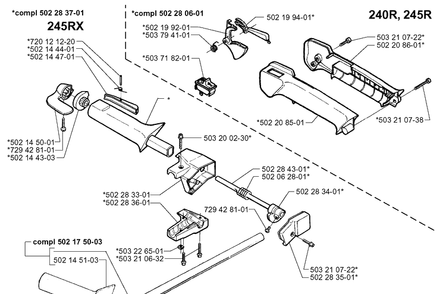 Part Location Diagram of 502208608 Husqvarna HANDLE RIGHT