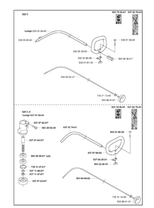 Shaft And Handle Diagram and Parts List for 322C 2000-10 Husqvarna Brush Cutter