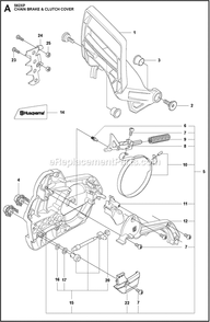 Chain Brake And Clutch Cover Diagram and Parts List for 562XPG  Husqvarna Chainsaw