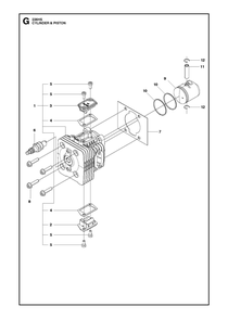 Cylinder Piston Diagram and Parts List for 226HS75S 2009 Husqvarna Trimmer