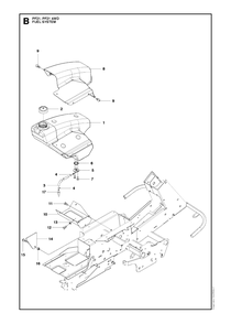 Fuel System Diagram and Parts List for PF21AWD (965192501)(2011-03) Husqvarna Lawn Tractor
