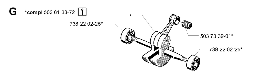 Crankshaft Diagram and Parts List for 268K 1999-09 Husqvarna Lawn Tractor Accessories
