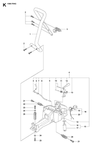 Fuel Tank And Handle Diagram and Parts List for K960RING 2008-03 Husqvarna Circular Saw