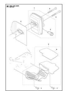 Muffler Diagram and Parts List for 233RJ  Husqvarna Brush Cutter