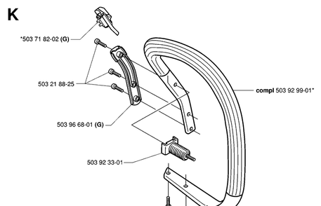 Handle Diagram and Parts List for 359 20010100001-20014000000 Husqvarna Chainsaw