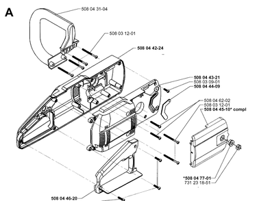 Chassis / Frame Diagram and Parts List for 1600 19984000001-Current Husqvarna Chainsaw