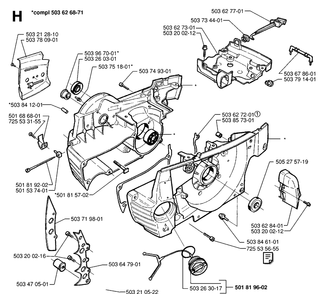 Crankcase Diagram and Parts List for 365 19974900001-19991400000 Husqvarna Chainsaw