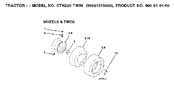 Wheels And Tires Diagram and Parts List for CTH220TWIN (96061019000)(2007-02) Husqvarna Lawn Tractor