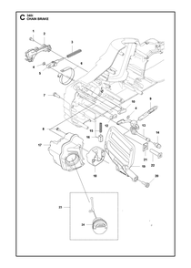 Chassis Diagram and Parts List for 340I  Husqvarna Chainsaw