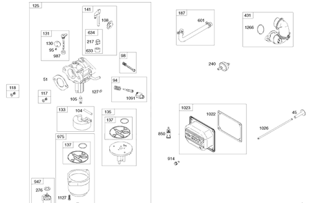 Briggs Engine Image 3 Diagram and Parts List for YTH2042 (917289610)(2010-05) Husqvarna Lawn Mower