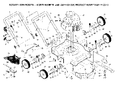 Product Complete Diagram and Parts List for J50 (96111001301-961110013)(2006-03) Husqvarna Lawn Mower
