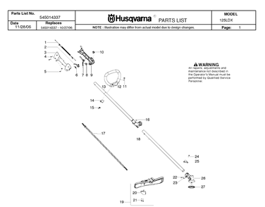 Part Location Diagram of 545006067 Husqvarna Drive Shaft