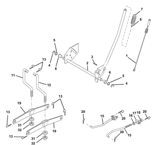 Mower Lift Diagram and Parts List for LTH130 (954140005E)(1997-10) Husqvarna Lawn Mower
