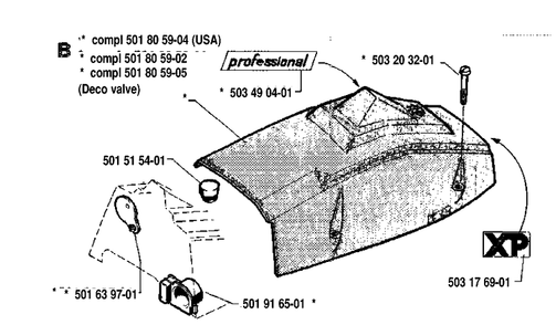 Cover Diagram and Parts List for 288 19911400001-19933600000 Husqvarna Chainsaw