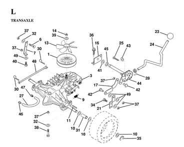 Transmission Diagram and Parts List for LTH130 (HE13H36D)(1997-03) Husqvarna Lawn Tractor
