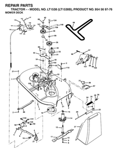 Mower Deck / Cutting Deck Diagram and Parts List for LT1538-LT1538B 2002-11 Husqvarna Lawn Tractor