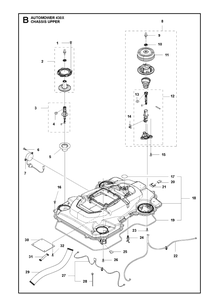 Chassis Upper Diagram and Parts List for 430X 2019 Husqvarna Lawn Mower