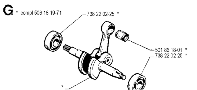 Crankshaft Diagram and Parts List for 262XP 19900900001-19910900000 Husqvarna Chainsaw